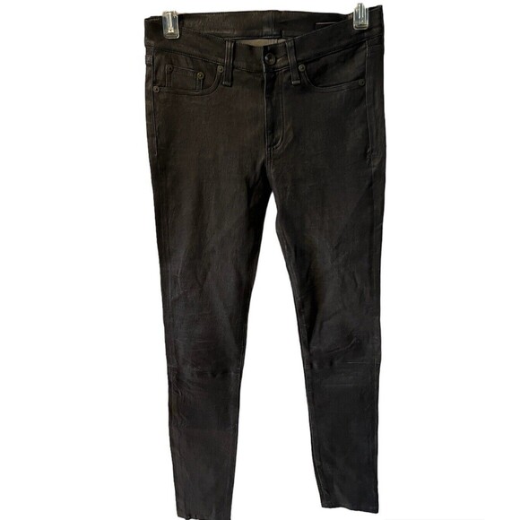 Rag & Bone Jeans Pants Size 27 Washed Charcoal Lambs Leather Skinny soft stretch - Picture 1 of 10